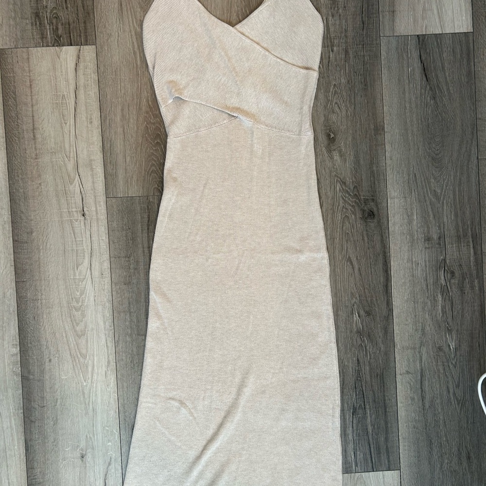 Freshman Cream Strapless Sheath Dress